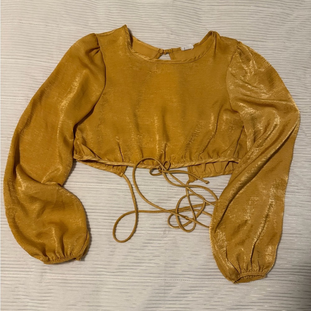 Le Lis Mustard Long Sleeve Crop Top